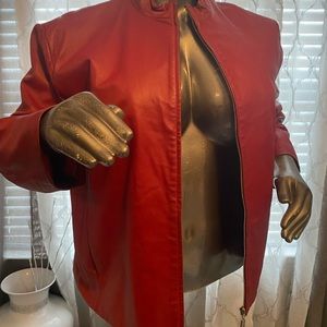 RED LEATHER JACKET 🚨